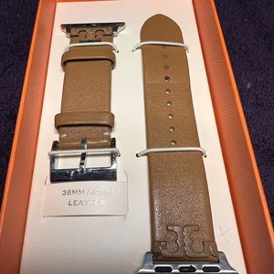 TORY BURCH MCGRAW BAND FOR APPLE WATCH®, LUGGAGE LEATHER, 38 MM – 40 MM